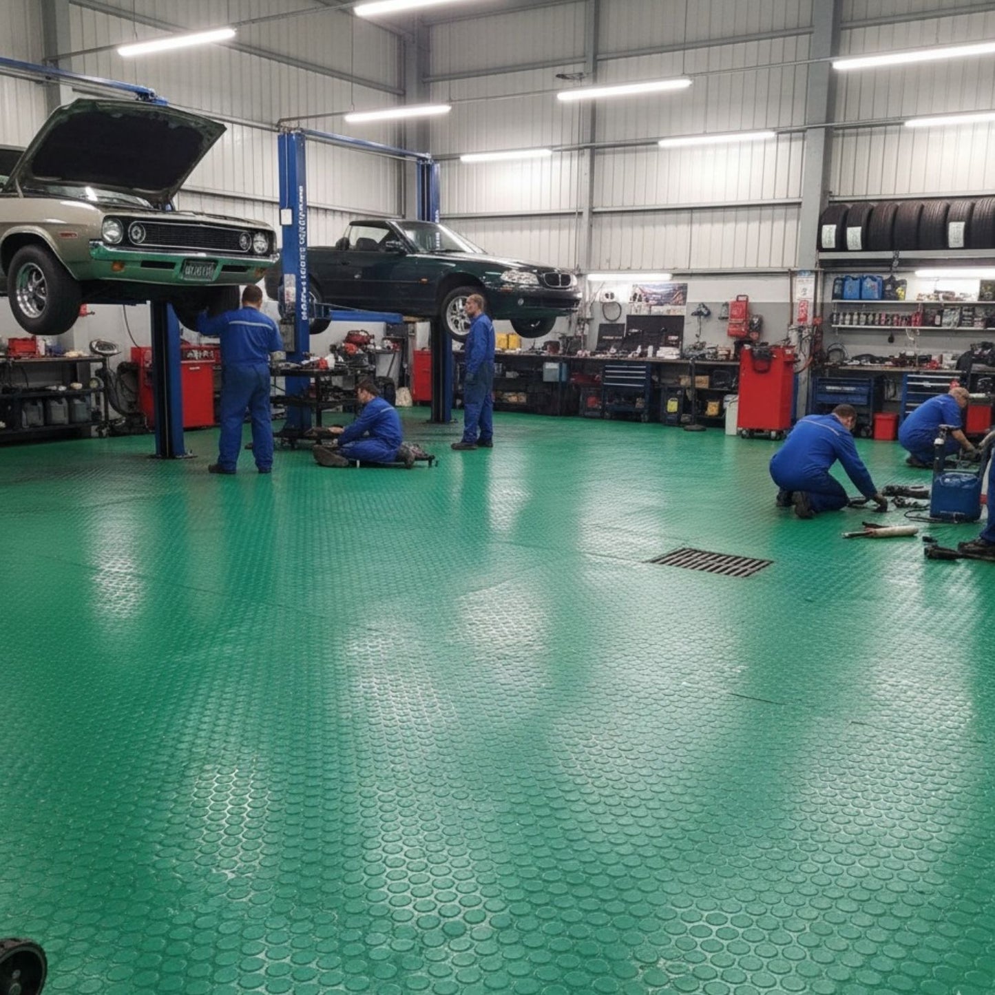 Piso antiderrapante Espiga de 1.6 x 10 m Uso Rudo Industrial - Azul